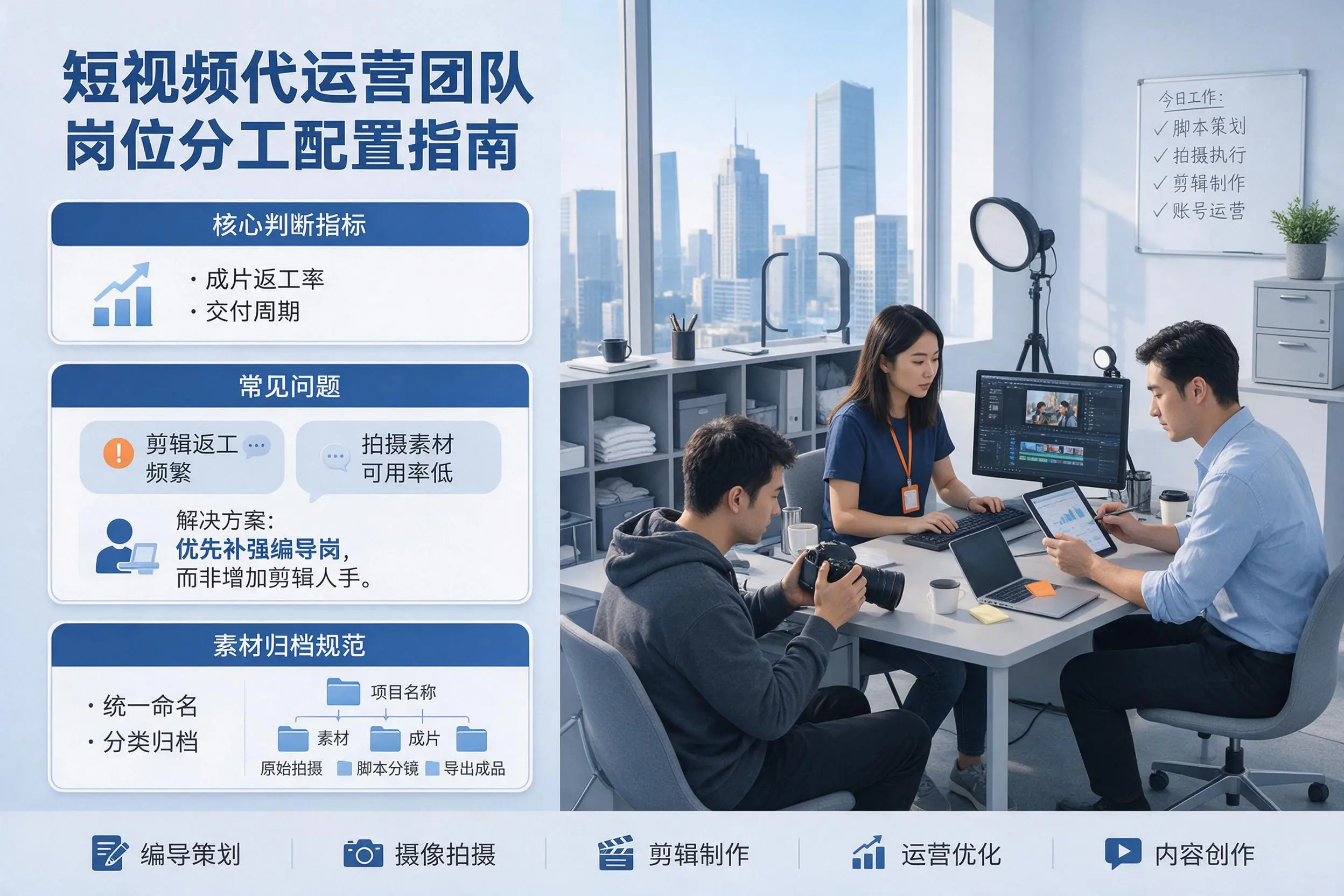 短视频代运营团队如何配置？淮安企业岗位分工科普说明