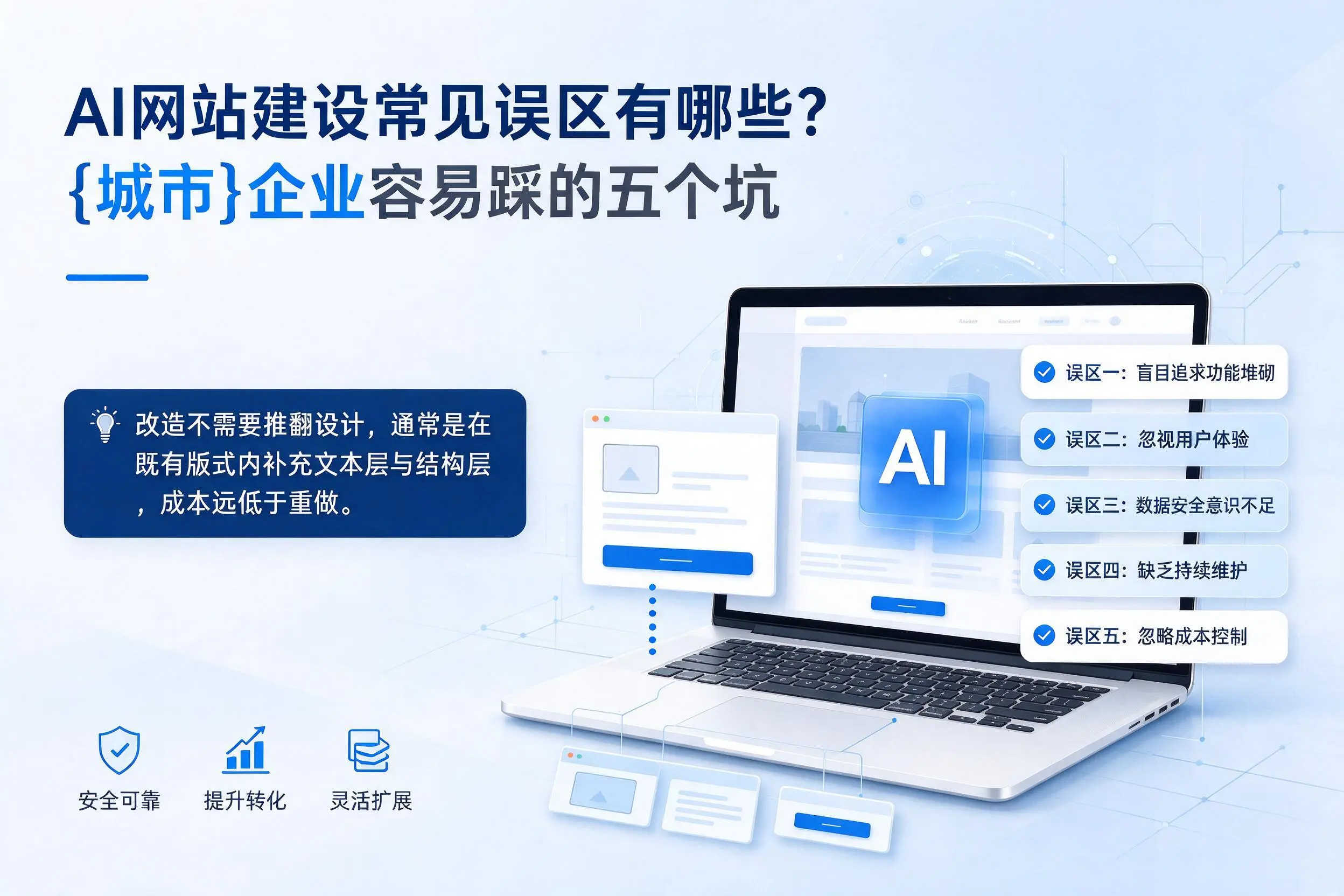 AI网站建设常见误区有哪些？淮安企业容易踩的五个坑